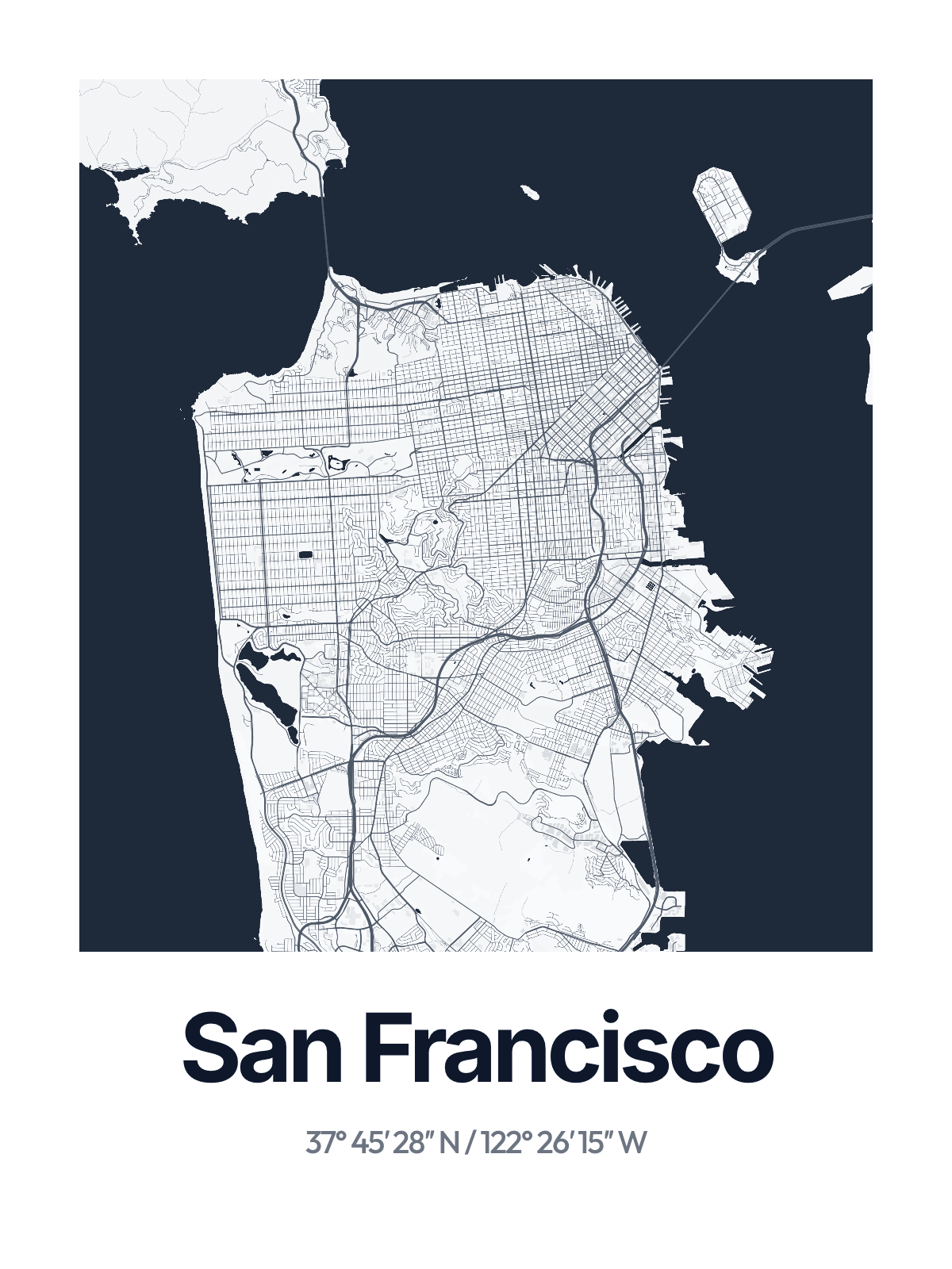 Custom map poster of San Francisco